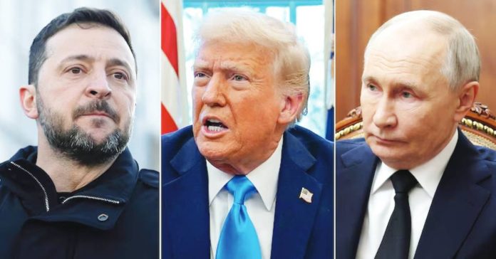 Ukraine Zelensky, Trump, Putin. BBC