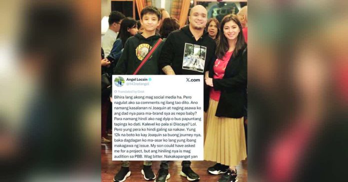 “Ano namang kasalanan ni Joaquin at naging asawa ko ang dad nya para ma-brand sya as nepo baby? Para namang hindi ako nag dyip o bus papuntang tapings ko dati. Kalevel ko pala si Discaya? Lol. Pero yung pera ko hindi galing sa nakaw,” Angel Locsin said through her X page on Feb. 25.