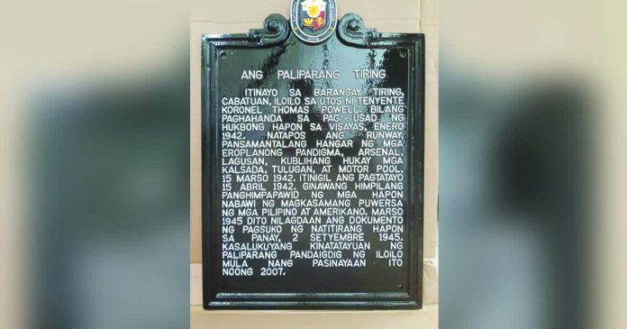 ime NHCP_superimposed_compressed This historical marker is set to be unveiled, recognizing the national historical significance of the Tiring Landing Strip in Cabatuan, Iloilo, site of the 1945 Japanese surrender in Panay Island. NEREO LUJAN / NHCP PHOTO