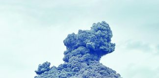 A dark gray plume rose from the summit of Kanlaon Volcano on February 19 following a moderately explosive eruption that prompted authorities to maintain Alert Level 2 and warned communities of possible ashfall and pyroclastic flows. LEAH PAHAYAHAY MARTINEZ PHOTO