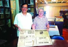 Nick Deocampo (left), chairman of the Memory of the World Committee of the UNESCO National Commission of the Philippines, and Pilar Martinez (right) of Makinaugalingon Press display an original copy of the historic Hiligaynon newspaper now inscribed in the UNESCO Philippines Memory of the World National Register, underscoring efforts to preserve Iloilo’s documentary heritage.