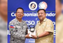 MINI MARVEL. PCSO General Manager Mel Robles turns over an ultra- modern portable AI X-Ray Unit to Vice Admiral Jose Ma. Ambrosio Ezpeleta during a recent simple handover ceremony at PN Headquarters in Manila. ( PCPO Media Bureau)