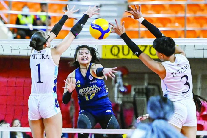 sports_Cantada_resized_compressed Rookie Sam Cantada delivers another standout performance as National University sweeps Adamson in UAAP Season 88 women’s volleyball action. UAAP PHOTO
