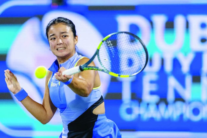 sports_Eala_resized_compressed Alexandra Eala celebrates after defeating Sorana Cîrstea to advance to the quarterfinals of the Dubai Duty Free Tennis Championships in Dubai, UAE. PHOTO COURTESY OF RYAN LIM