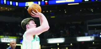 Kon Knueppel brings his season total to 209 and surpassing the previous rookie record of 206 set by Keegan Murray during the 2022–23 season. AP