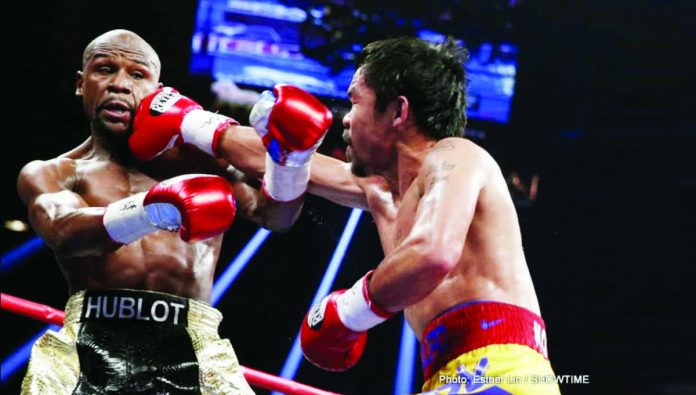 sports_Pacquiao_copy_resized_compressed Manny Pacquiao lands a punch against Floyd Mayweather Jr. during their first encounter on May 3, 2015 at the MGM Grand Garden Arena in Las Vegas. PHOTO COURTESY OF ESTHER LIM/SHOWTIME