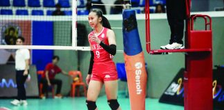 Janelle Bachar leads San Beda Lady Red Spikers' win over the College of St. Benilde Lady Blazers. NCAA PHOTO