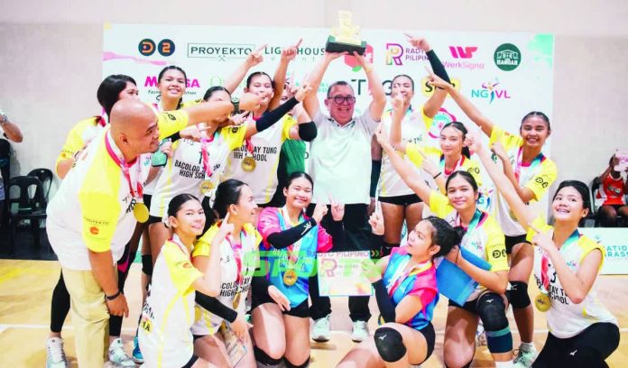 sports_Tay_copy_resized_compressed Members of the Bacolod Tay Tung High School Thunderbolts celebrate after ruling the National Grassroots Volleyball League. NGVL PHOTO