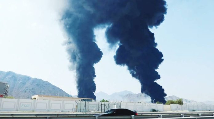Iran Smoke rises in the Fujairah oil industry zone, caused by debris after interception of an Iranian drone by air defenses of the United Arab Emirates. REUTERS