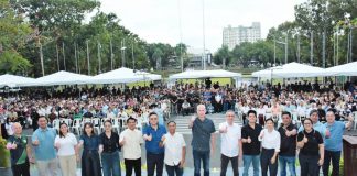 Provincial officials lead the launching of the 30th Panaad sa Negros Festival at the Negros Occidental Provincial Capitol Grounds in Bacolod City on March 13, marking the start of preparations for the weeklong celebration themed “30 Years of Bringing Negrenses Together.” NEGOCC PROV’L GOV’T PHOTO