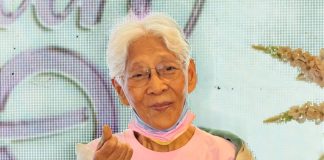 Breast cancer survivor Amelia Arisola, 78, gestures during her talk at the Babayinihan Women’s Health Conference 2026 in Iloilo City, where she shared her 30-year journey as a cancer survivor and urged women to prioritize early detection and regular health check-ups. MAI LADIAO/PN