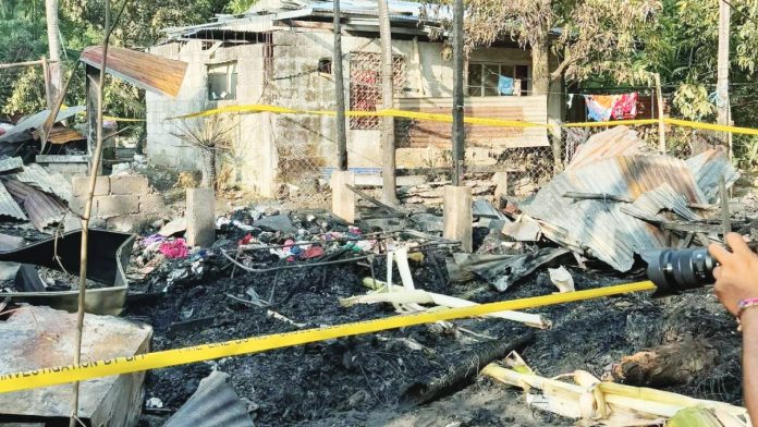 A fire that broke out in Barangay Cabubugan, Guimbal, Iloilo on March 11 gutted three homes, leaving a three-year-old girl dead after she was trapped inside their burning house. PHOTO COURTESY OF AKSYON RADYO ILOILO