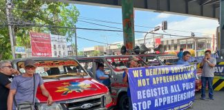 Demonstrators staged a protest on Thursday morning at Infante Flyover in Molo, Iloilo City, decrying the continued rise in fuel prices and its impact on the livelihoods of many residents. Photo courtesy of AJ Palcullo/PN