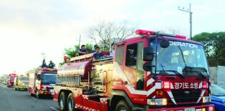 Bureau of Fire Protection personnel lead a motorcade through major streets of Iloilo City, sounding sirens as part of the official kick-off of Fire Prevention Month on March 1, calling on residents to remain vigilant amid rising fire incidents. NELJOY GALIGAO/PN