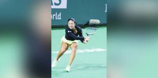 Alexandra Eala of the Philippines competes during the Indian Wells Masters in California. PHOTO BY JHAY OTAMIAS