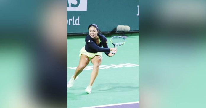 noskova Alexandra Eala of the Philippines competes during the Indian Wells Masters in California. PHOTO BY JHAY OTAMIAS