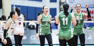 Ilongga Cam Bartolome stepped up in College of St. Benilde Lady Blazers’ win over University of Perpetual Help Lady Altas. NCAA PHOTO
