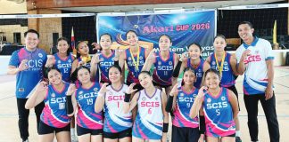 Santa Clarita International School Inc. Lady Primes celebrate after winning the Philippine National Volleyball Federation Under-18 Western Visayas Eliminations in Maasin, Iloilo. CONTRIBUTED PHOTO