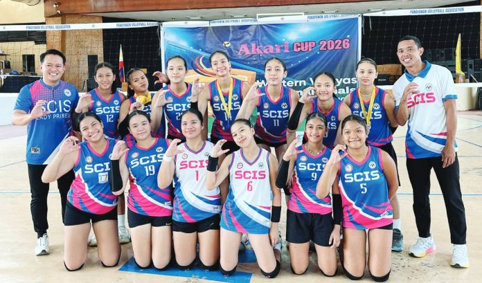 Santa Clarita International School Inc. Lady Primes celebrate after winning the Philippine National Volleyball Federation Under-18 Western Visayas Eliminations in Maasin, Iloilo. CONTRIBUTED PHOTO