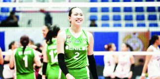 Cam Bartolome of the College of Saint Benilde Lady Blazers earned Player of the Game honors as the defending champions completed straight-sets revenge win. NCAA PHOTO