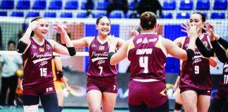 University of Perpetual Help Lady Altas clinched the top seed in Group A of the NCAA Season 101 women’s volleyball tournament. NCAA PHOTO