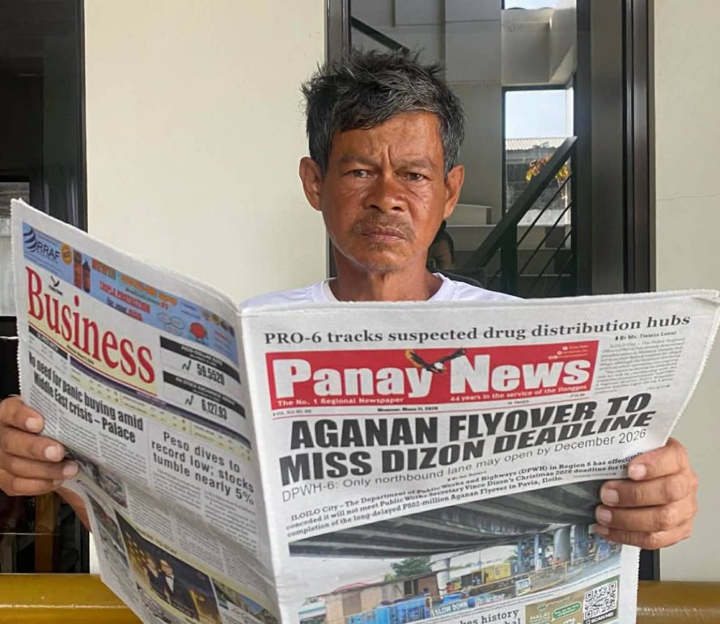 Joey James Abello, 55, has been a newspaper dealer in Buenavista, Guimaras, for over 33 years.