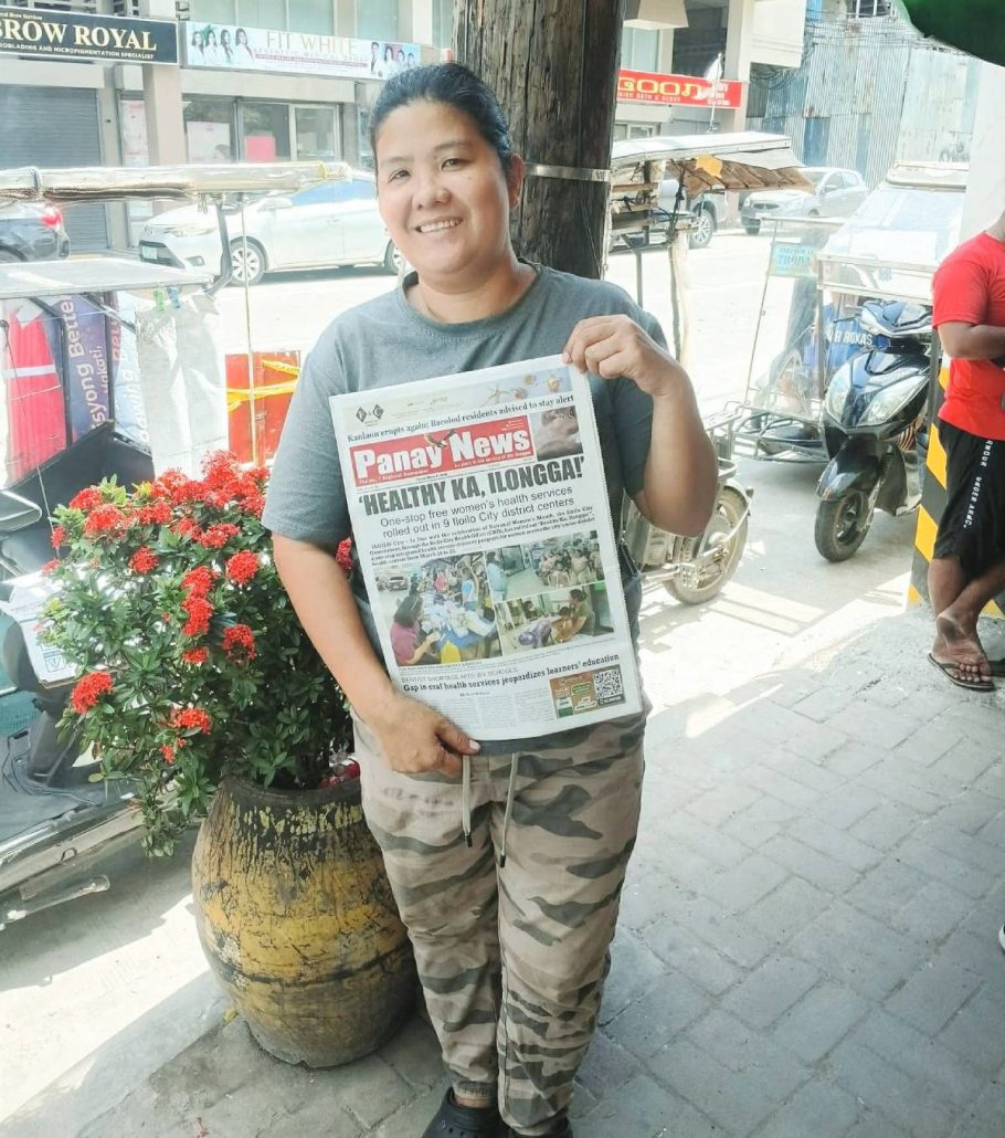 Ma. Fe C. Villalobos, 41, has been a newspaper dealer for 7 years on 6th Street, next to McDonald's.