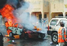 400 sentenced in Nigeria for links to militant Islamists A car is on fire after a bombing in Nigeria's north eastern Gombe state. Nigeria has been hit by an Islamist insurgency in the north-east since 2009. ANADOLU VIA GETTY IMAGES