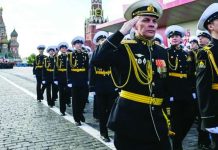 Russia scales back Victory Day parade, blames Ukraine Russian service personnel marched during a Victory Day parade on Moscow's Red Square last year. Lavish commemorations were held to mark the 80th anniversary of victory over Nazi Germany. REUTERS