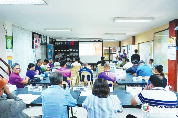 antique Members of the Provincial Disaster Risk Reduction and Management Council (PDRRMC) of Antique convened during their first-quarter meeting to discuss preparedness measures and mitigation strategies in anticipation of the possible El Niño phenomenon. PROVINCE OF ANTIQUE PHOTO