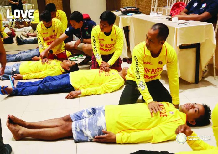 ime_boatmen_copy_compressed_resized Tour guides and boatmen in Carles, Iloilo undergo hands-on basic life support training, practicing cardiopulmonary resuscitation and emergency response techniques as part of efforts to strengthen safety and preparedness in one of the province’s top island tourism destinations. DOT-6