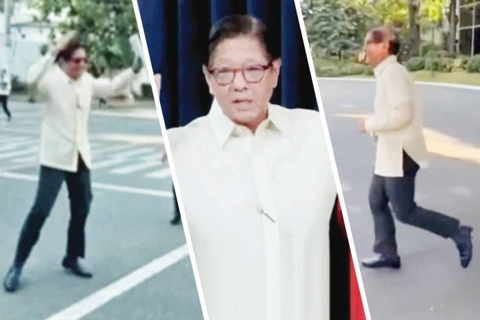 marcos President Ferdinand Marcos Jr. fights ill-health rumors with star jumps and a short-distance run at the Malacañang palace complex, in these grainy video grabs. Malacañang has repeatedly denied rumors about Marcos’ health, noting that the President has recently been seen engaging in physical activities, including jogging and exercising with members of the media, in an apparent effort to dispel speculation about his condition.