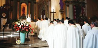 Priests from across the Archdiocese of Jaro gathered at the Jaro Metropolitan Cathedral on Maundy Thursday, April 2, 2026, for the Chrism Mass where they renewed the vows they made at their ordination. The Archdiocese confirmed that several parishes are experiencing delays and even cancellations of Masses due to the dwindling number of clergy. PHOTO BY THE JARO ARCHDIOCESAN COMMISSION ON SOCIAL COMMUNICATIONS