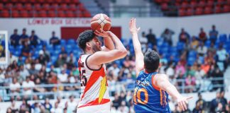 San Miguel Beermen’s Bennie Boatwright pulls up for a three-point shot. PBA PHOTO