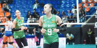 Rookie setter Eshana Nunag stepped up anew for De La Salle University Lady Spikers against Ateneo de Manila University Blue Eagles. UAAP PHOTO