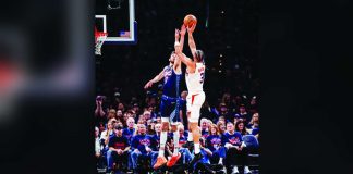 Phoenix Suns’ Dillon Brooks pulls up for a shot against the defense of Oklahoma City Thunder’s Chet Holmgren. PHOTO COURTESY OF PHOENIX SUNS