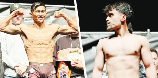 (left) Pedro Taduran, the reigning International Boxing Federation world minimumweight champion, improved his record to 20-4-1, including 14 wins by knockout. (right) Emmanuel “Jimuel” Pacquiao Jr., son of eight-division world champion Manny Pacquiao, raised his record to 1-0-1.