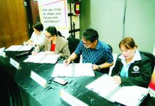 The Bacolod City Government and SyCip Gorres Velayo & Co. (SGV) formalized their partnership through a contract signing on May 14 at L’Fisher Hotel in Bacolod City. In photo (from left) are Djole Garcia, Katrina Francisco, Mayor Greg Gasataya, and Bacolod Environment and Natural Resources Office Officer-in-Charge Atty. Allyn Luv Dignadice. BCCO-PIO PHOTO