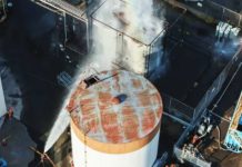 California declares state of emergency over toxic chemical plant leak Drone footage shows water being sprayed on a tank as authorities rush to contain a chemical incident in Garden Grove, California, USA. REUTERS