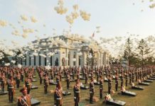 Kim Jong Un opens memorial for N. Korean soldiers killed in Ukraine war Balloons fly as soldiers stand in position next to memorial stones during the opening ceremony of the Memorial Museum of Combat Feats at the Overseas Military Operations honoring North Korean troops killed while fighting for Russia in the war against Ukraine, in Pyongyang, North Korea. KCNA VIA REUTERS