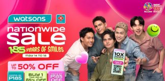Watsons Philippines celebrates 185 years of health, wellness, and beauty with the return of its Nationwide Sale from May 14–18, offering members exclusive deals, ₱185 promos, and up to 50% OFF across stores nationwide and online.