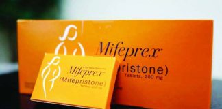 In this photo illustration, packages of Mifepristone tablets are displayed at a family planning clinic in Rockville, Maryland, USA. GETTY IMAGES