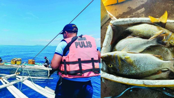 bantay-dagat BUSTED AT SEA. Personnel of the Iloilo Provincial Bantay Dagat Task Force intercept a fishing boat allegedly engaged in dynamite fishing operations in the municipal waters of Carles, Iloilo, leading to the arrest of two Masbate residents. Authorities also recovered a tub of “Kilawan” fish valued at around P15,000. ILOILO PROVINCIAL BANTAY DAGAT TASK FORCE