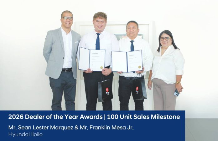 hyundai (From left) Mr. Jeremias Juan, General Manager for Sales Operations, Hyundai Philippines; Mr. Sean Lester Marquez, Sales Consultant, Hyundai Iloilo; Mr. Franklin Mesa Jr., Sales Consultant, Hyundai Iloilo; and Ms. Iris Molina, General Manager, Hyundai Iloilo.