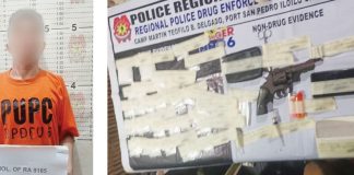Alias “Romar” (left photo) was caught with suspected shabu worth P1,360,000 and a caliber .38 pistol loaded with four rounds of live ammunition in a raid in Barangay Pali Benedicto, Mandurriao, Iloilo City on May 7, 2026. RPDEU PHOTOS