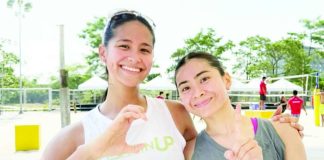 Pauline Gaston and Roma Mae Doromal during a Beach Volleyball Republic tournament. BVR PHOTO