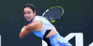 Alexandra Eala reacts during her Italian Open victory over Poland’s Magdalena Frech in Rome, Italy. WTA PHOTO