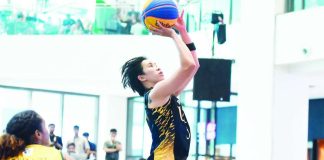 Negrense Kent Jane Pastrana of the University of Santo Tomas Growling Tigresses pulls up for a shot during the UAAP Season 88 women’s 3x3 basketball tournament. UAAP PHOTO