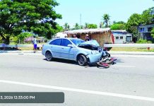 Rider dies in motorcycle-sedan collision in Tigbauan The motorcycle driven by Louie Olbido collided with a sedan after reportedly swerving into the opposite lane in Barangay Atabayan, Tigbauan, Iloilo on Wednesday, May 13, 2026. PHOTO COURTESY OF DYRI RMN ILOILO