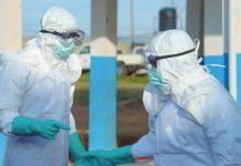 Ebola cases in Congo fall but authorities issue caution Medical staff wear protective equipment at a hospital in Bunia, Ituri Provice in the Democractic Republic of Congo. They must wear protective equipment when treating people with Ebola because it spread through bodily fluids. EPA